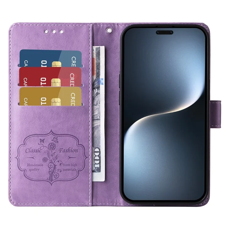 Étui en cuir Butterfly Floral Imprint Wallet Stand Cover pour Honor Magic7 Pro 5G - Violet