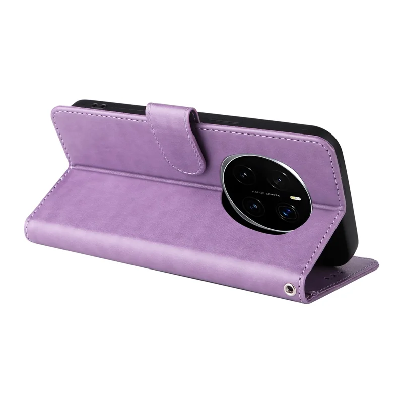 Étui en cuir Butterfly Floral Imprint Wallet Stand Cover pour Honor Magic7 Pro 5G - Violet