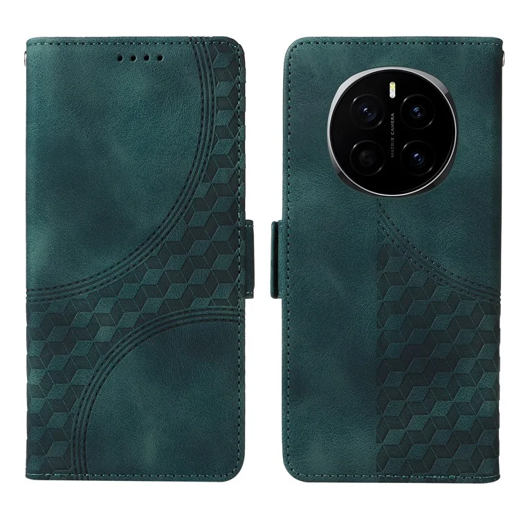 Custodia per telefono in pelle PU con stampa a rombi e stelle per Honor Magic7 5G - Verde