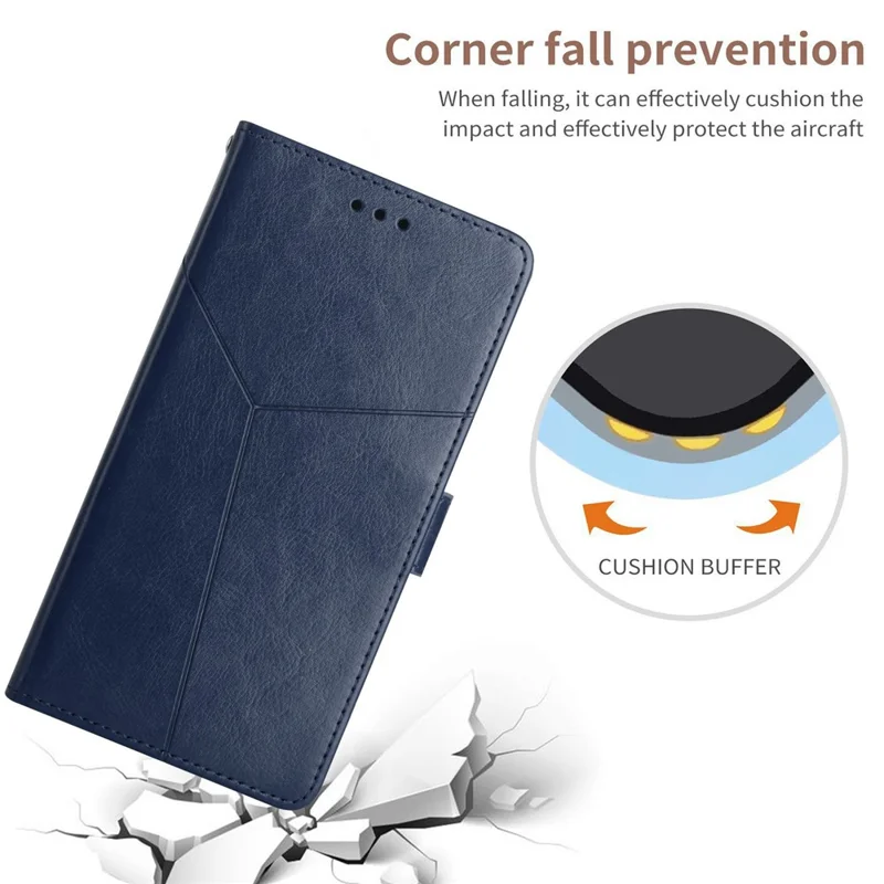 Funda para Motorola Moto G Play (2025) 4G / G Power (2025) con líneas en forma de Y y cuero estampado - Azul
