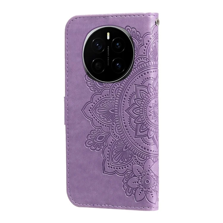 Étui portefeuille en cuir PU Floral pour téléphone Honor Magic7 5G avec support et fenêtre - Violet