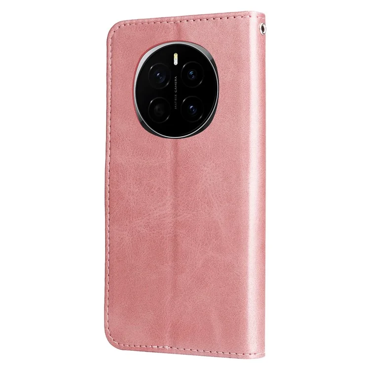 Para Honor Magic7 5G Funda con Cremallera Billetera Textura de Becerro Cuero PU Funda de Teléfono - Rosa