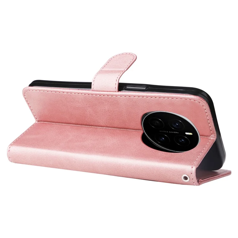 Para Honor Magic7 5G Funda con Cremallera Billetera Textura de Becerro Cuero PU Funda de Teléfono - Rosa