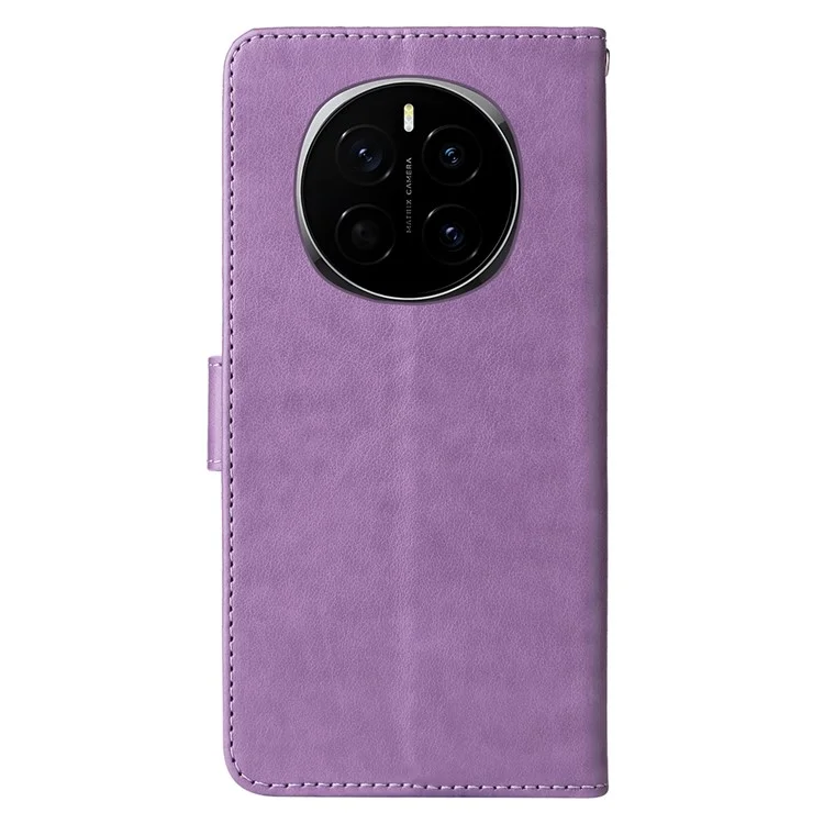 Étui en cuir pour Honor Magic7 5G avec motif floral et papillon, fonction support - Violet