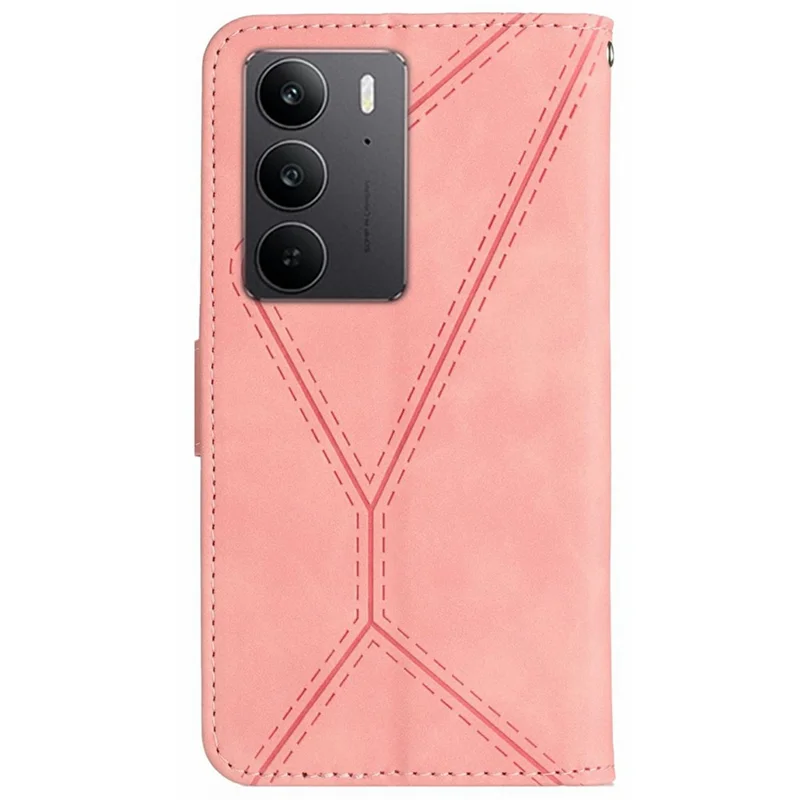 For Realme C75 4G Case Skin Touch Lines PU Leather Flip Phone Cover - Pink
