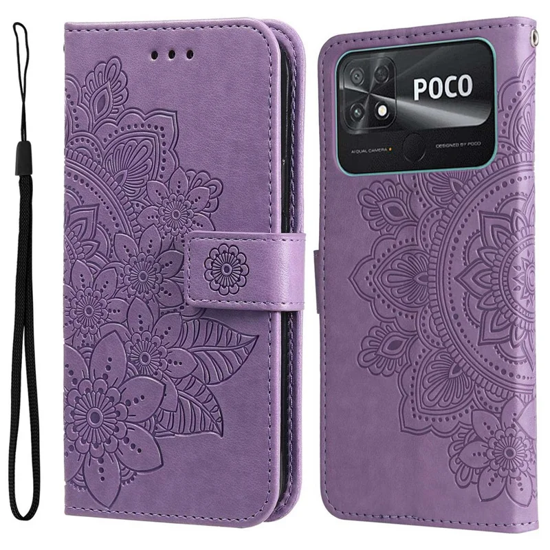 Для Xiaomi Poco C40 4G Цветочный Импринтинг - Пурпурный
