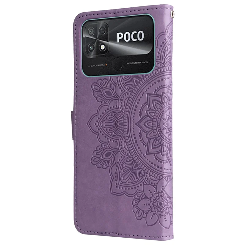 Для Xiaomi Poco C40 4G Цветочный Импринтинг - Пурпурный