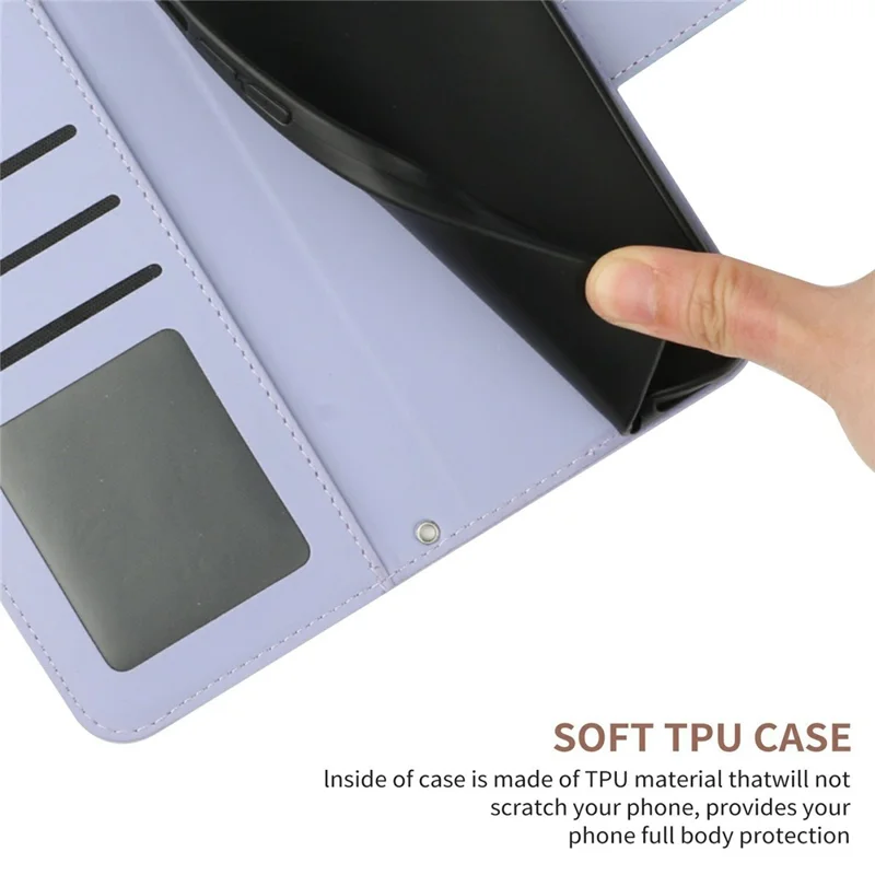 For Realme C75 4G Case Sunflower Imprint PU Leather Phone Cover with Long Strap - Light Purple
