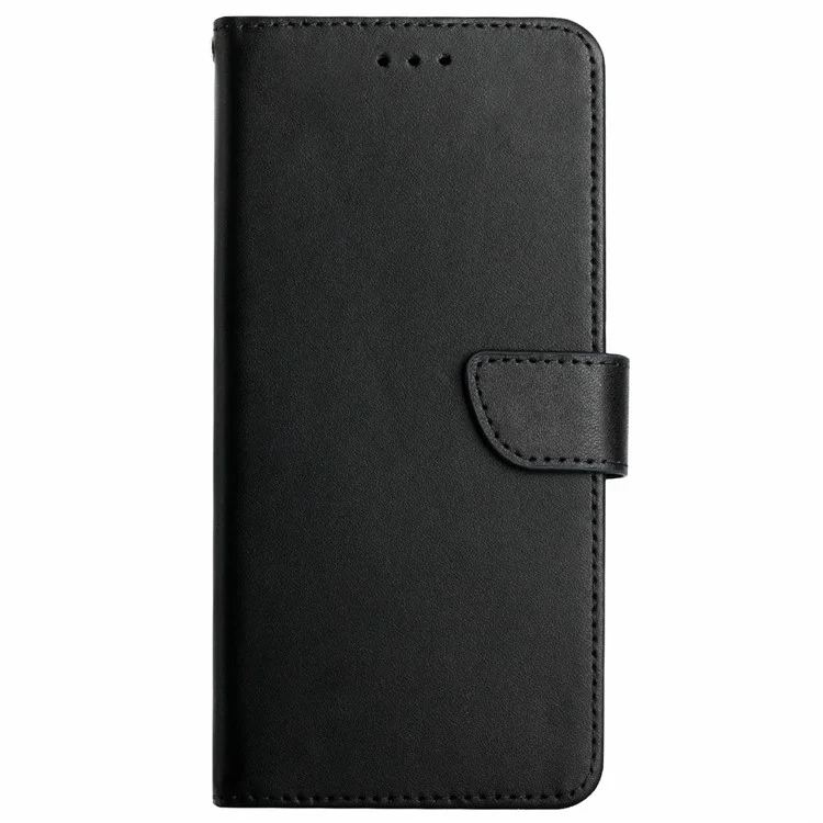 Capa genuína de couro de vaca para Realme C75, com textura Nappa - Preta