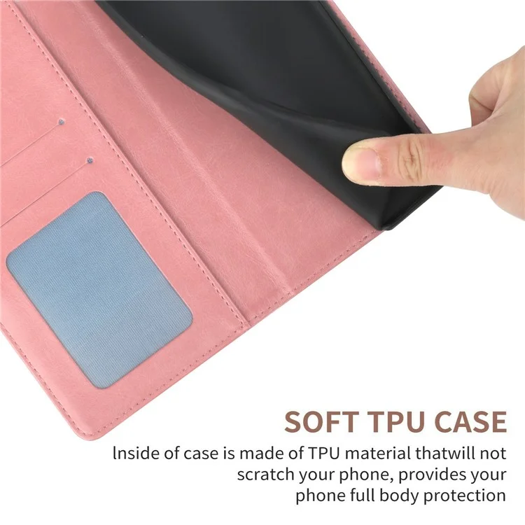 Für Realme C75 Hülle Y-förmige Linien Prägung Leder Handyhülle - Pink