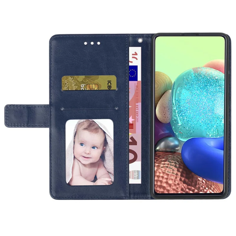 غطاء لهاتف Realme C75 4G مع حزام معصم بنقوش خطوط على شكل Y، غطاء جلد للهاتف - أزرق