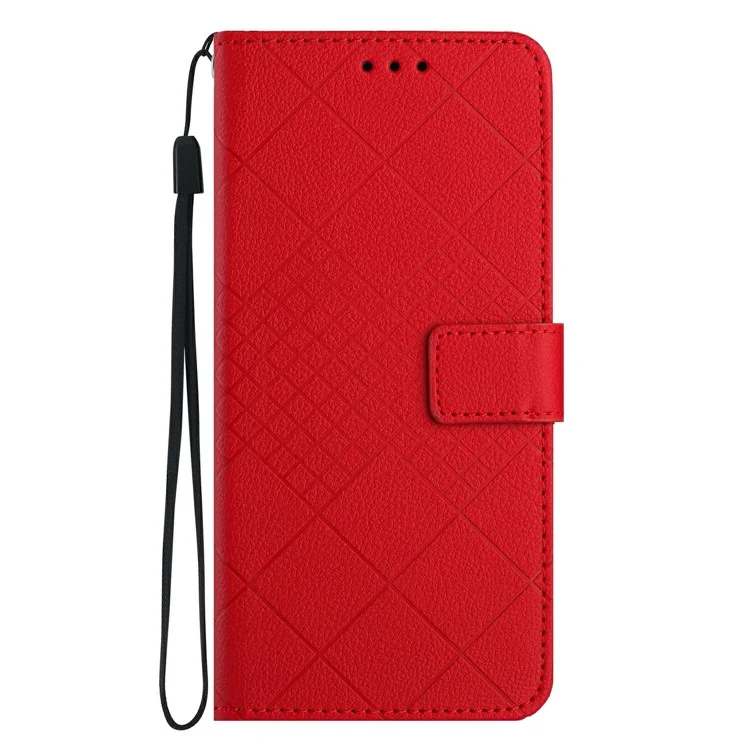Capa carteira de couro PU com impressão para Realme C75 - Vermelho