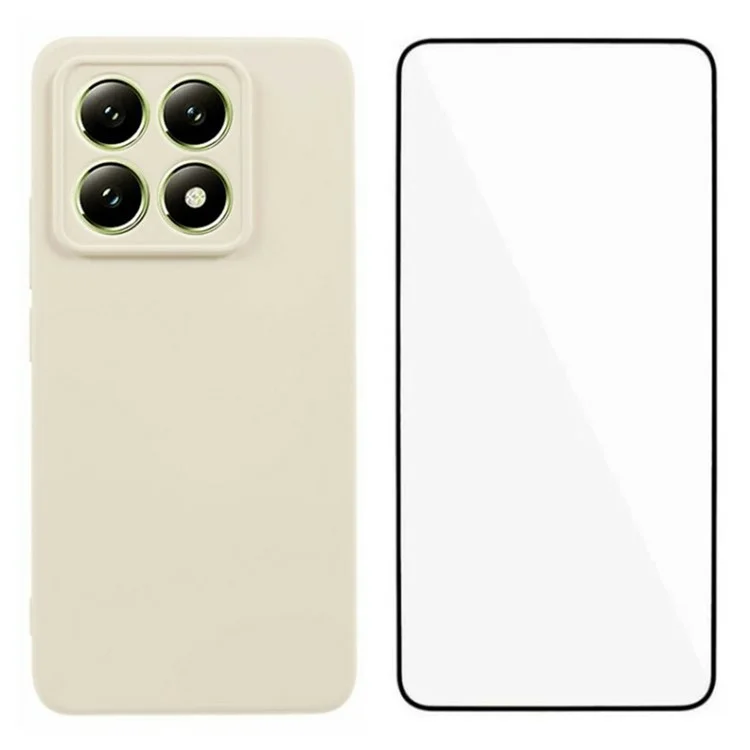 Custodia per Xiaomi 14T Pro della serie RB2 WANLONFENG, cover in TPU morbido con pellicola protettiva dello schermo - Bianco