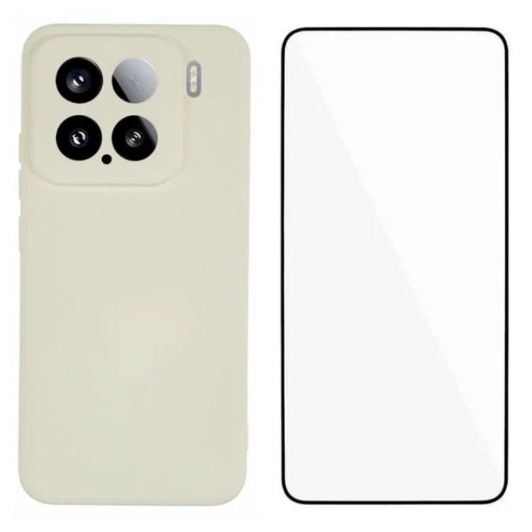 Funda de teléfono WANLONFENG RB2 Series para Xiaomi 15, de TPU suave con protector de pantalla - Blanco