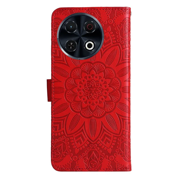 Custodia in pelle con stampa a girasole per TECNO Spark 30 Pro 4G - Rosso