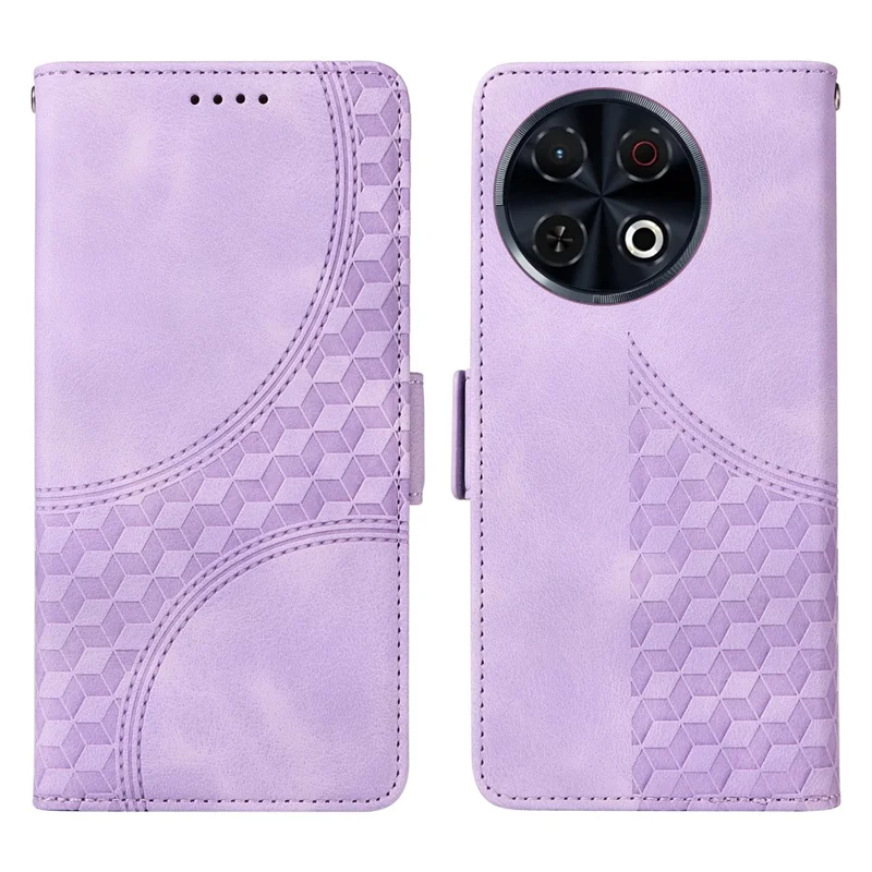 For TECNO Spark 30 Pro 4G Case PU Leather Phone Cover Rhombus Starry Imprinted - Purple