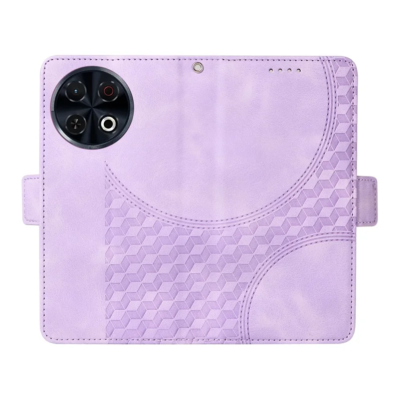 For TECNO Spark 30 Pro 4G Case PU Leather Phone Cover Rhombus Starry Imprinted - Purple