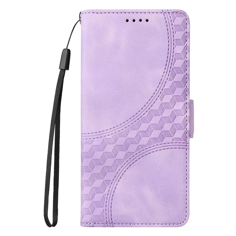 For TECNO Spark 30 Pro 4G Case PU Leather Phone Cover Rhombus Starry Imprinted - Purple