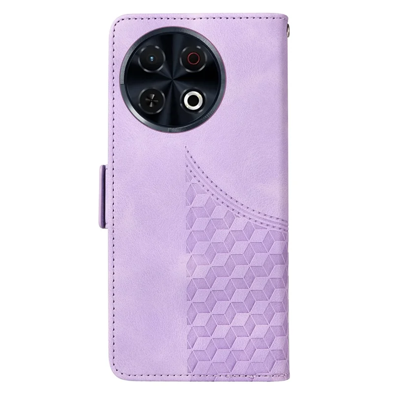 For TECNO Spark 30 Pro 4G Case PU Leather Phone Cover Rhombus Starry Imprinted - Purple