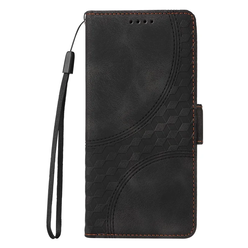For TECNO Spark 30 Pro 4G Case PU Leather Phone Cover Rhombus Starry Imprinted - Black