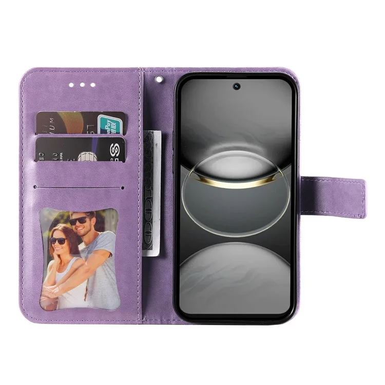 Étui pour TECNO Spark 30 Pro 4G en cuir PU, étui de téléphone floral avec support de visualisation - Violet
