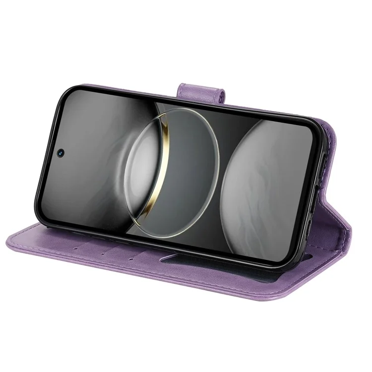 Étui pour TECNO Spark 30 Pro 4G en cuir PU, étui de téléphone floral avec support de visualisation - Violet