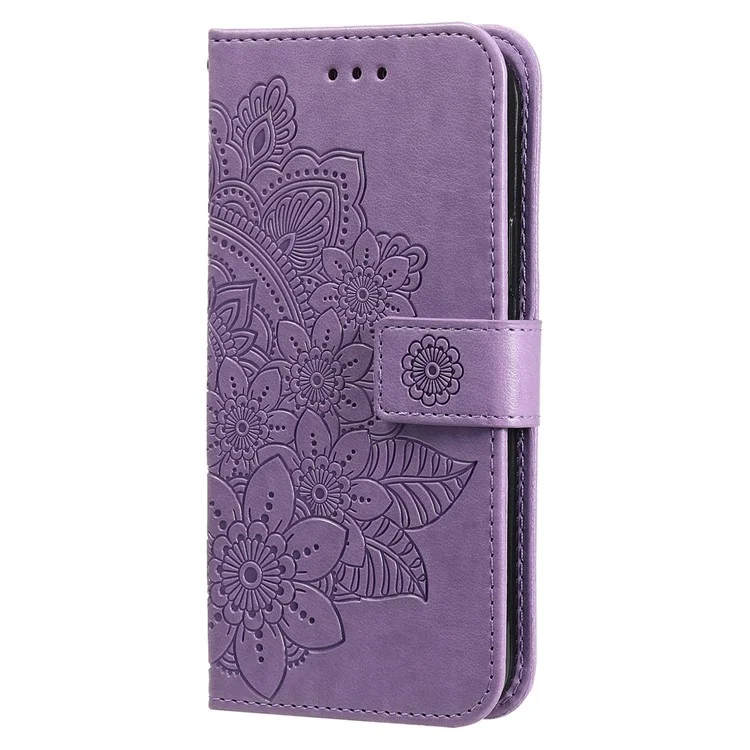 Étui pour TECNO Spark 30 Pro 4G en cuir PU, étui de téléphone floral avec support de visualisation - Violet