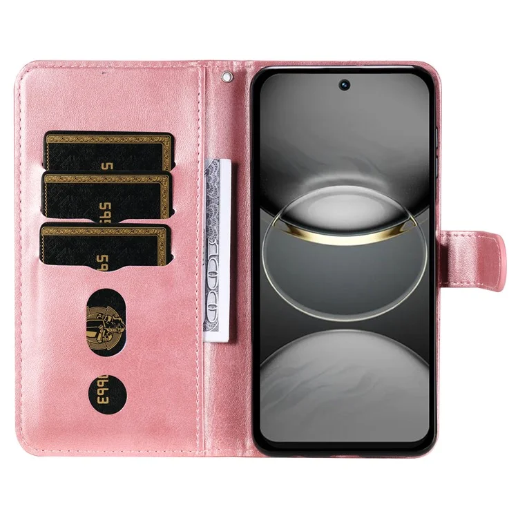 Étui portefeuille à fermeture éclair pour TECNO Spark 30 Pro 4G, en cuir PU à texture de veau - Rose
