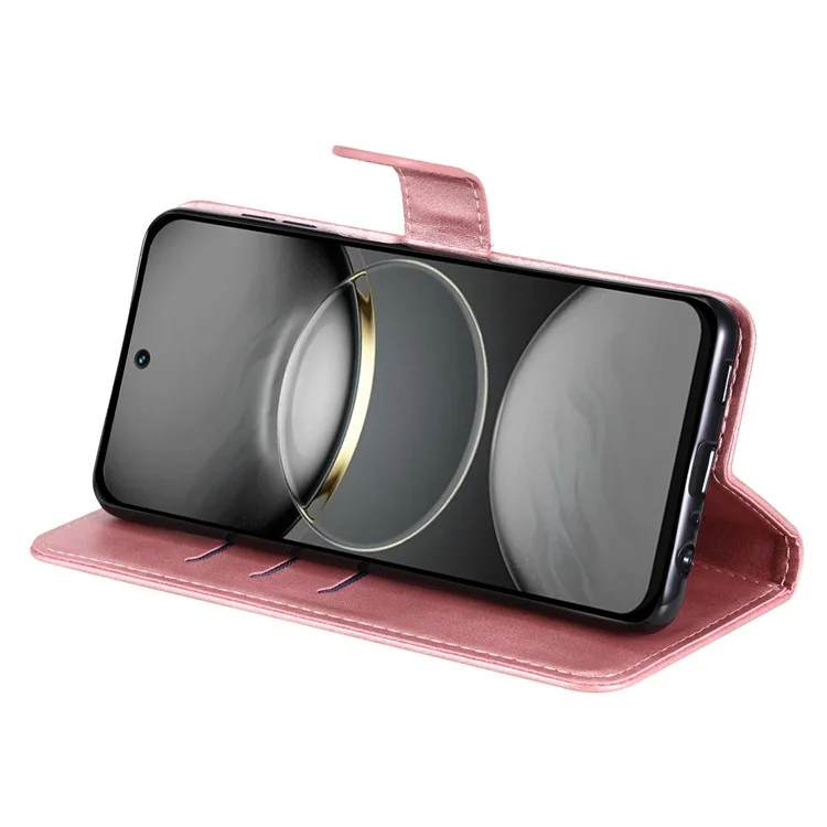 Étui portefeuille à fermeture éclair pour TECNO Spark 30 Pro 4G, en cuir PU à texture de veau - Rose