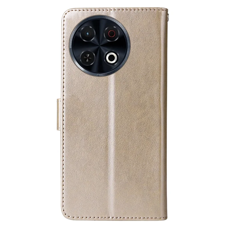 For TECNO Spark 30 Pro 4G Leather Case Butterfly Floral Imprint Wallet Stand Cover - Gold