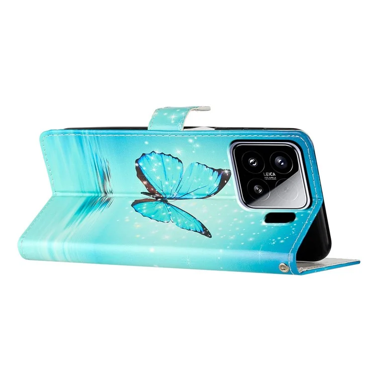 For Xiaomi 15 Wallet Case PU Leather Pattern Printing Stand Phone Cover with Strap - Blue Butterfly