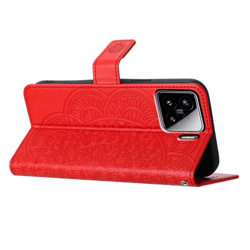 For Xiaomi 15 Leather Case with Card Slots Mandala Pattern Phone Cover Stand - Red