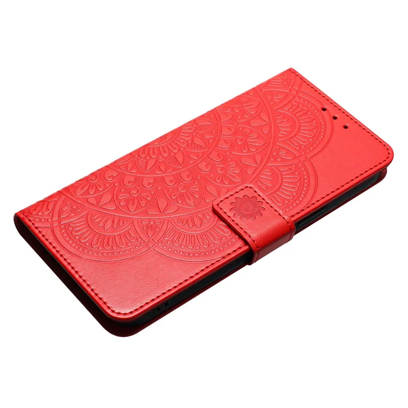 For Xiaomi 15 Leather Case with Card Slots Mandala Pattern Phone Cover Stand - Red