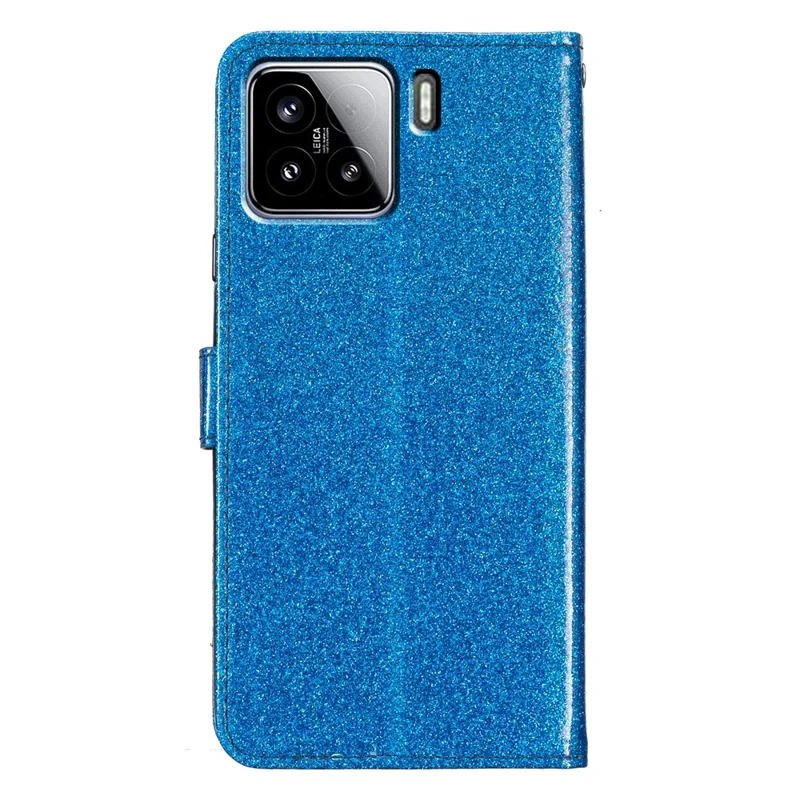 For Xiaomi 15 Pro Wallet Case Glitter Anti-Scratch Leather Phone Cover Stand - Blue