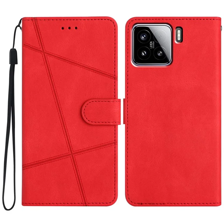 Funda para Xiaomi 15 con textura de caballo loco, de piel sintética, con soporte y billetera - Rojo