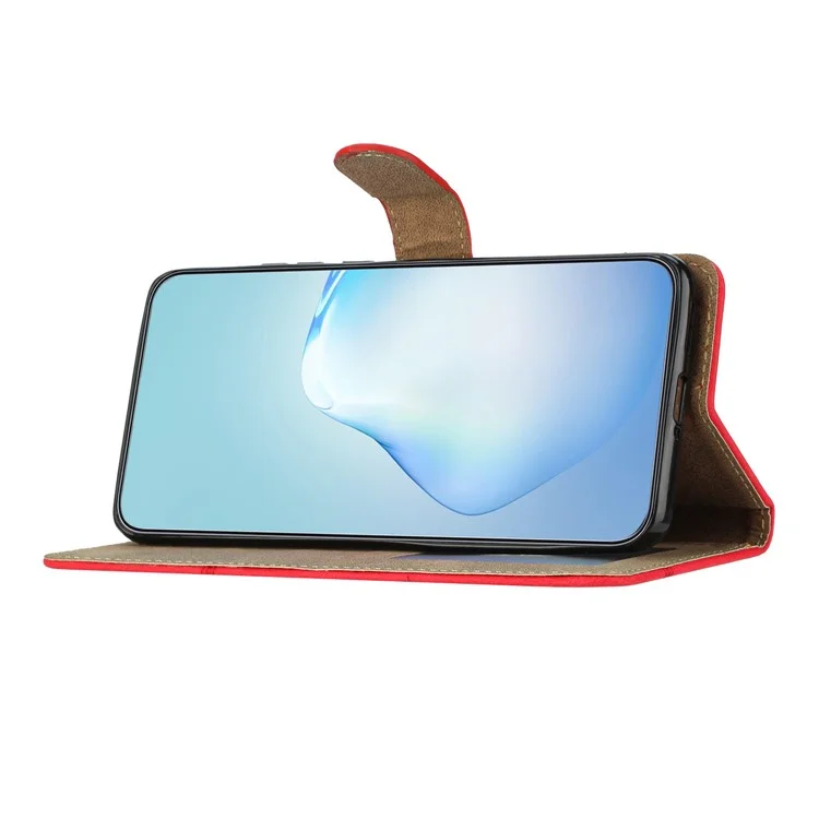 Funda para Xiaomi 15 con textura de caballo loco, de piel sintética, con soporte y billetera - Rojo
