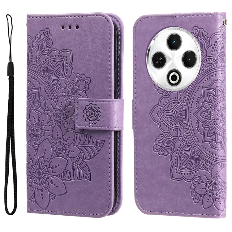 Für TECNO Spark 30 4G Hülle PU-Leder-Geldbörse Blumen-Handyhülle Ständer-Ansicht - Lila