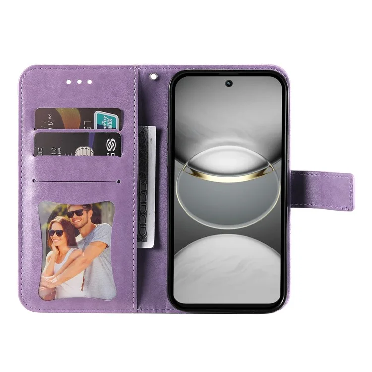 Für TECNO Spark 30 4G Hülle PU-Leder-Geldbörse Blumen-Handyhülle Ständer-Ansicht - Lila