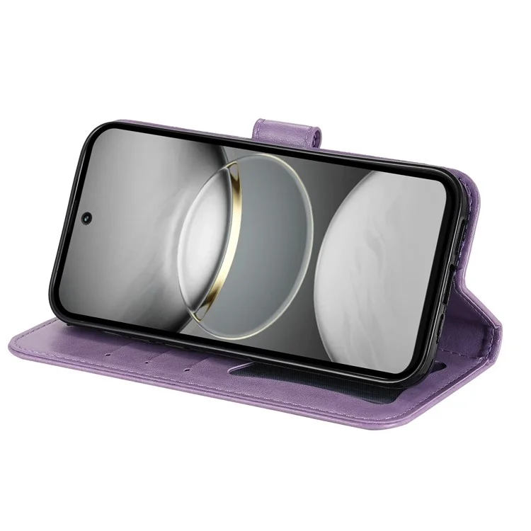 Für TECNO Spark 30 4G Hülle PU-Leder-Geldbörse Blumen-Handyhülle Ständer-Ansicht - Lila