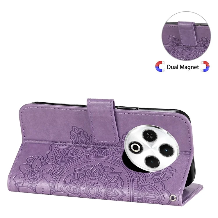 Für TECNO Spark 30 4G Hülle PU-Leder-Geldbörse Blumen-Handyhülle Ständer-Ansicht - Lila