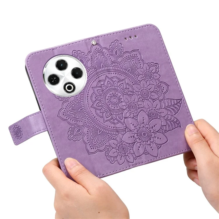 Für TECNO Spark 30 4G Hülle PU-Leder-Geldbörse Blumen-Handyhülle Ständer-Ansicht - Lila