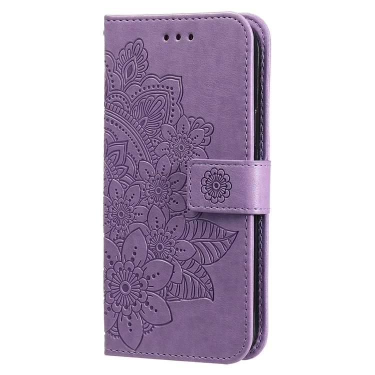 Für TECNO Spark 30 4G Hülle PU-Leder-Geldbörse Blumen-Handyhülle Ständer-Ansicht - Lila