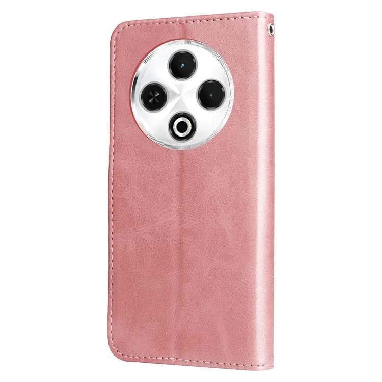 Capa de couro sintético com textura de bezerro e zíper para o TECNO Spark 30 4G - Rosa