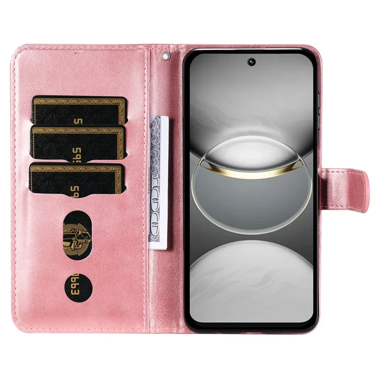 Capa de couro sintético com textura de bezerro e zíper para o TECNO Spark 30 4G - Rosa