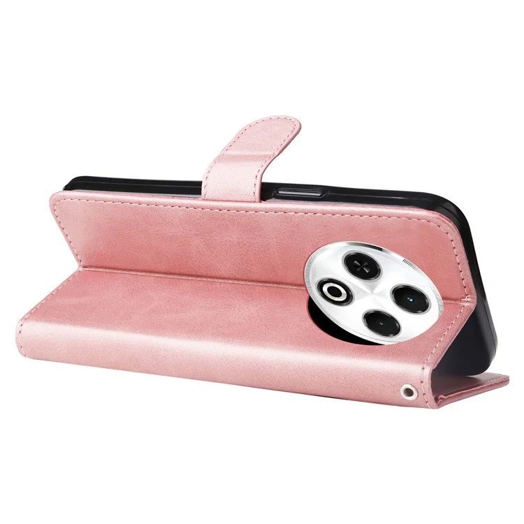 Capa de couro sintético com textura de bezerro e zíper para o TECNO Spark 30 4G - Rosa
