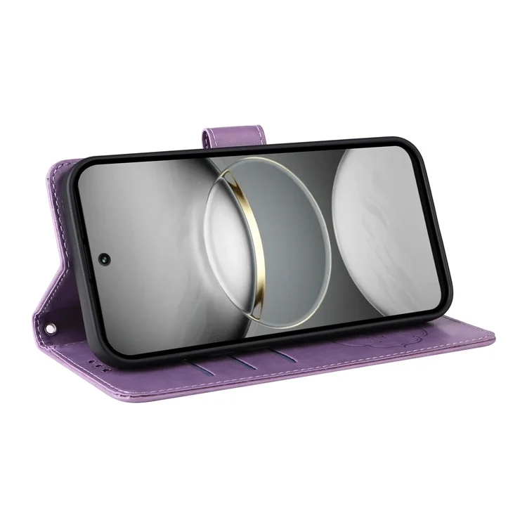 Étui en cuir pour TECNO Spark 30 4G, motif papillon et floral, support portefeuille - Violet