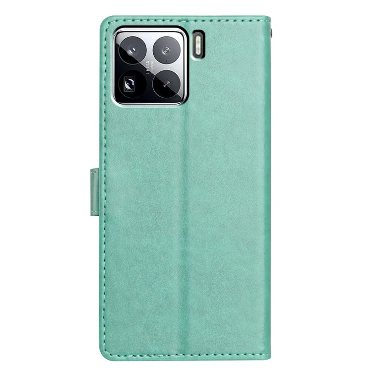 Чехол-книжка из кожи для Xiaomi 15 Pro со встроенной подставкой и ремешком - зеленый