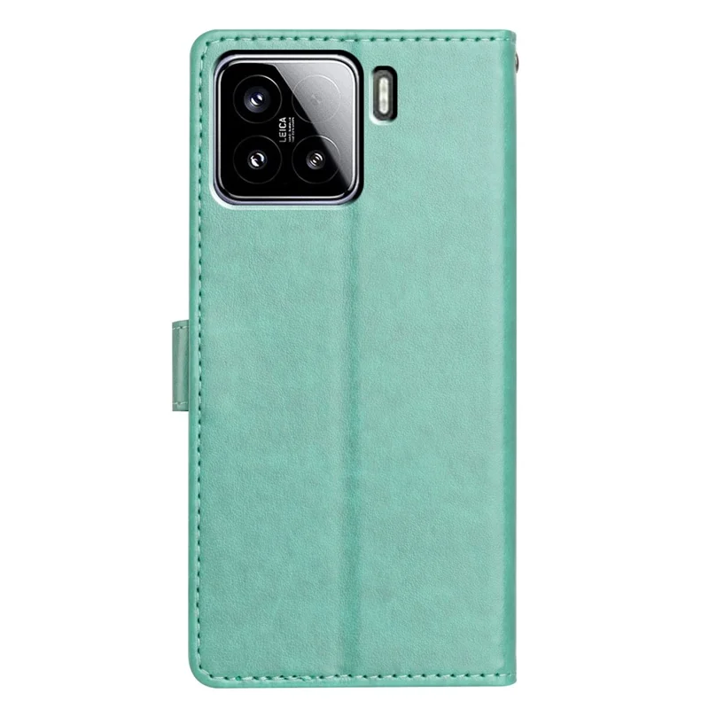 For Xiaomi 15 Leather Case Wallet Stand Phone Cover with Handy Strap - Green