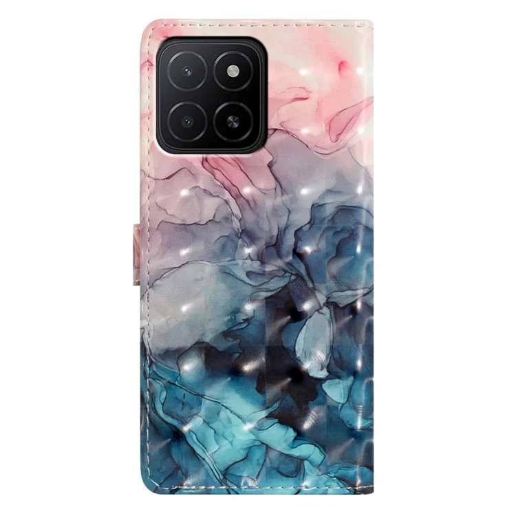 For Honor X5b / X5b Plus Hülle PU-Leder-Geldbörse Handyhülle 3D-Muster-Druck - Pink Blauer Marmor