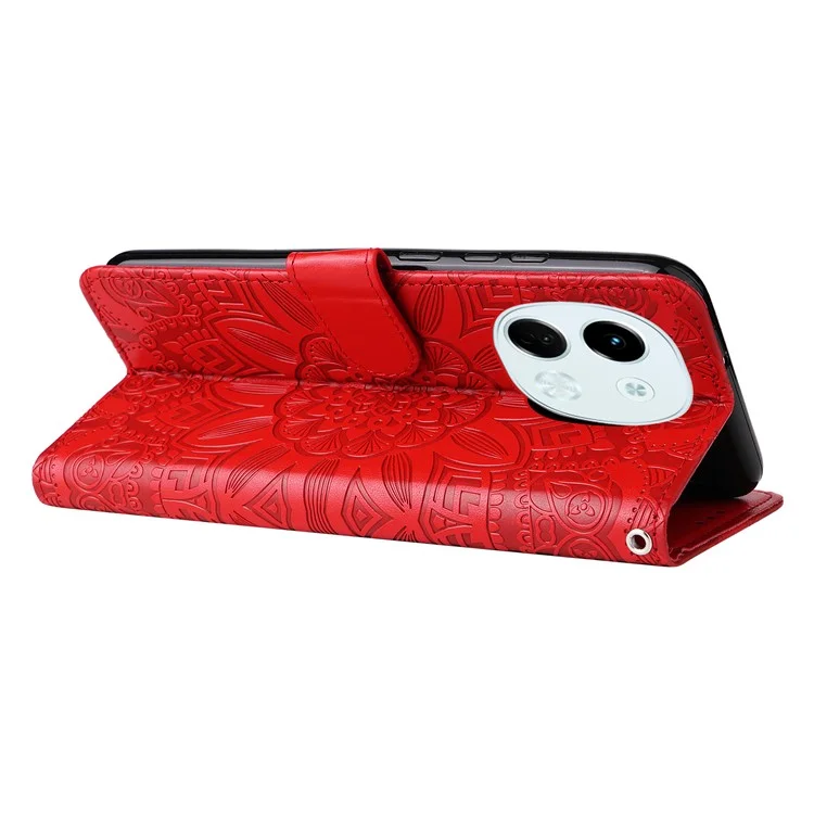 For TECNO Spark 30 5G / Pova 6 Neo 5G Case Sunflower Imprint Leather Wallet Phone Cover - Red
